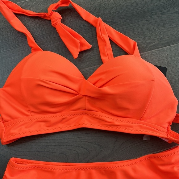 Tempt Me Women Two Piece Swimsuit Retro Halter Ruched High Waist Bikini - Picture 8 of 12